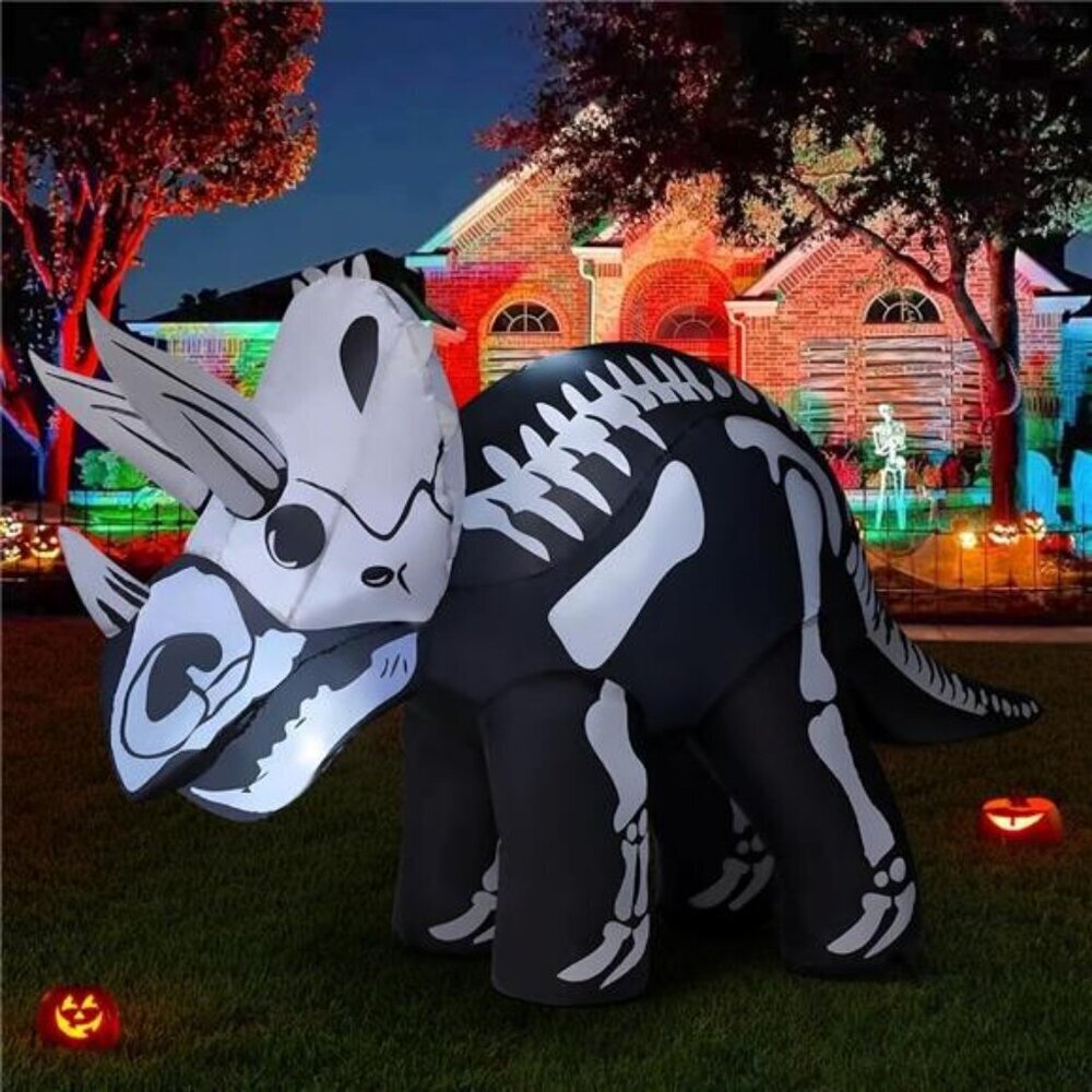 6.6 FT Halloween Inflatables Dinosaur Decorations Blow Up Yard Scary Skeleton